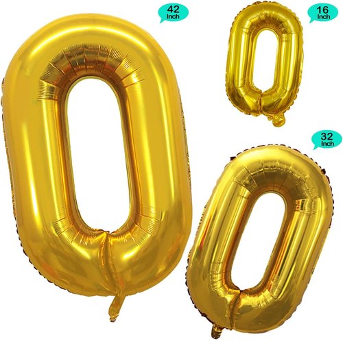 GOER Gold Foil Balloons - 42 Inch Number 0 for Milestone Birthday & Anniversary Celebrations