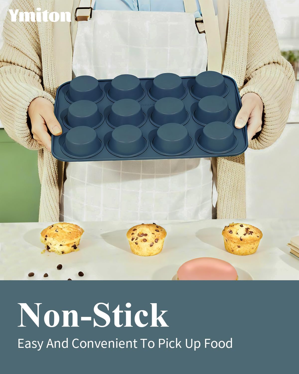 Skiennix Ceramic Nonstick Baking Pans Set - 30 PCS Stackable Bakeware, 550°F Oven Safe, Dishwasher Safe (Blue)