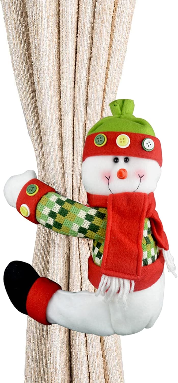 Skiennix Christmas Tree Topper Snowman - Unique Holiday Decor & Versatile Curtain Tie | Red, White, Green