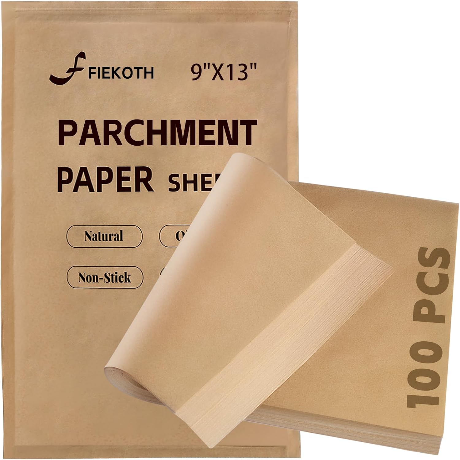 Skiennix Unbleached Parchment Paper Sheets - 100 Pcs 9x13 Inches for Baking & Cooking | Perfect for Quarter Sheet Pans