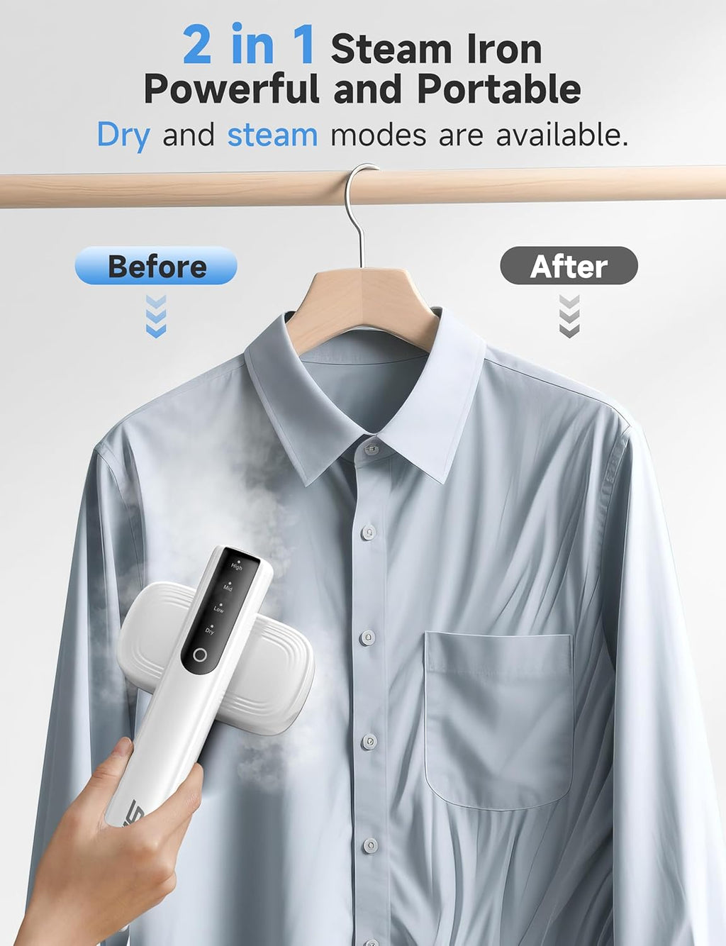 Skiennix Travel Steamer - Portable Handheld Clothing Wrinkle Remover - 1200W Power, 100ml Capacity