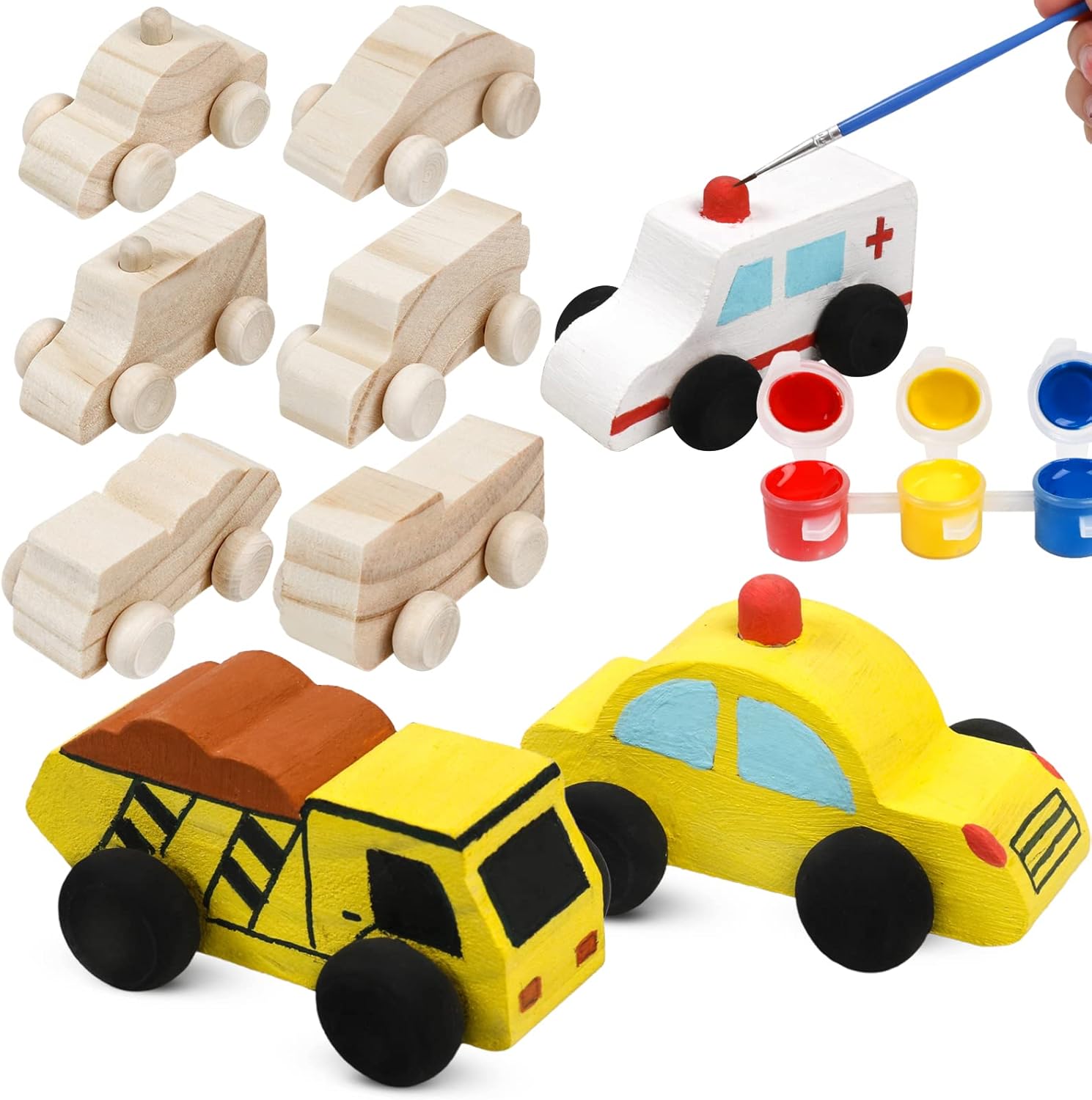 WANTKA Wooden Car DIY Kit - 12 Unfinished Cars for Easy Painting & Crafting | Perfect Family Activity