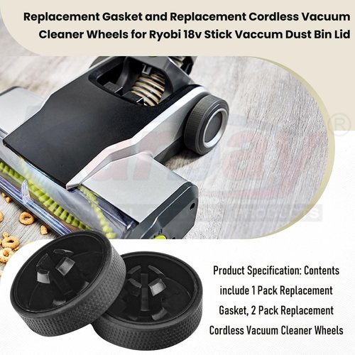 2 Sets of Upgraded Replacement Wheel and Gasket for Ryobi 18v Cordless Stick Vac PCL720B, PCL720K, PBLSV716B, PBLSV716K, PBLSV717B, PBLSV717K Cordless Vacuum Cleaner - Silicone Replacement Wheels