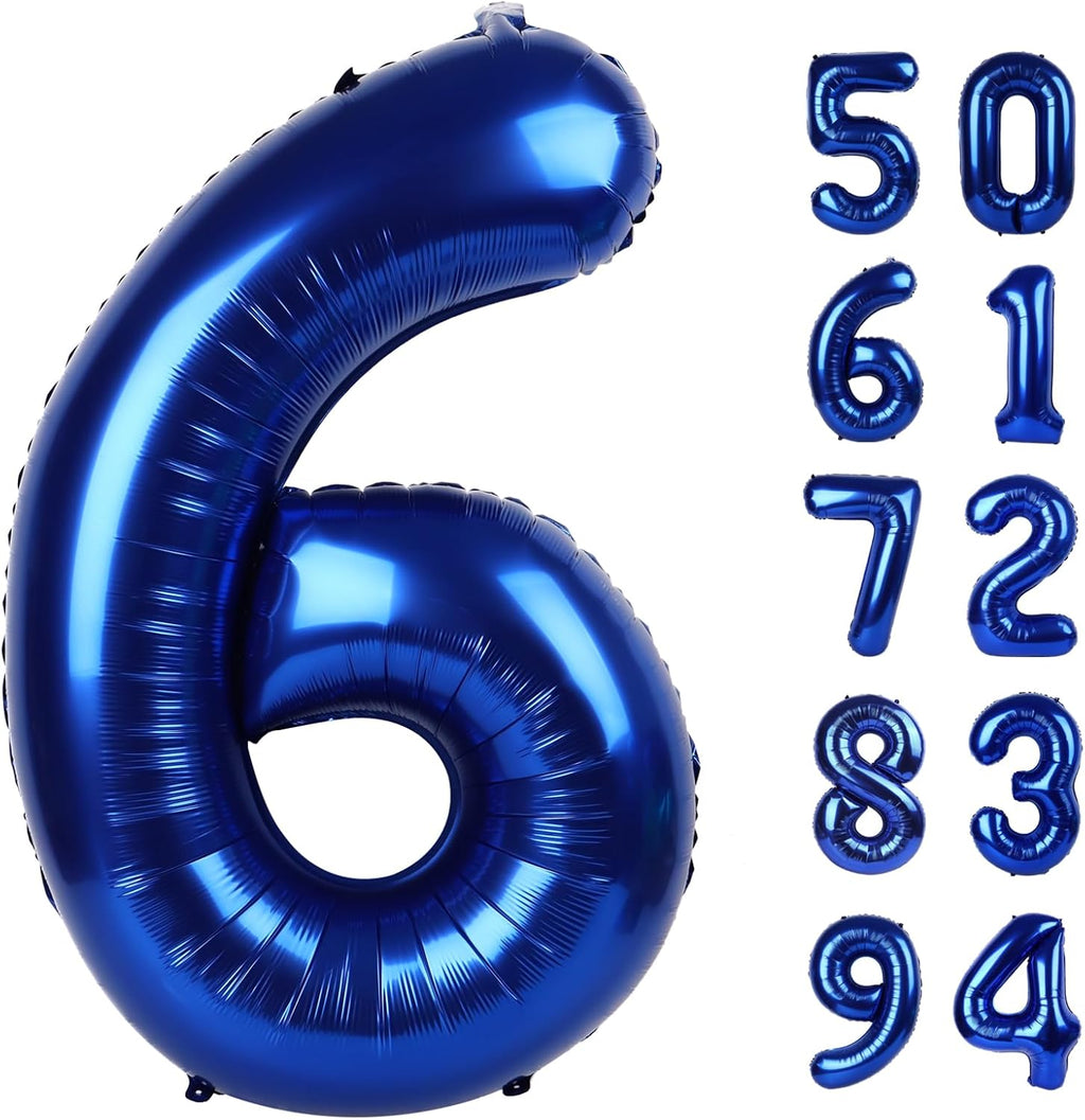 Night Blue Number 6 Balloon - 40 Inch Birthday Decoration for 6th Birthday Parties
