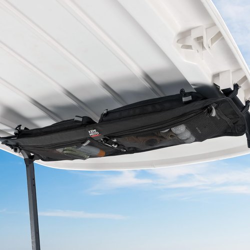 KEMIMOTO Upgraded Golf Cart Overhead Storage Bag, Ceiling Storage with Dual Mesh Pockets Compatible with Club Car Precedent,Tempo, and Onward, 1680D Overhead Organizer, Black