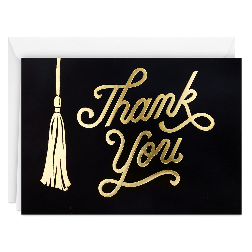 Hallmark Graduation Thank You Cards Bulk, Black and Gold Tassel (40 Thank You Notes with Envelopes)