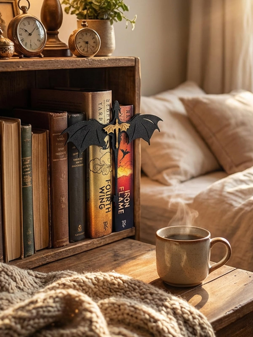 TwoDays Dragon Wing Inspired Bookshelf Display Decor - Romantasy Romance Merch, Fantasy Book Accessories Merchandise, Gifts for Bookish Book Lovers Library (8.5'' x 6.8'')