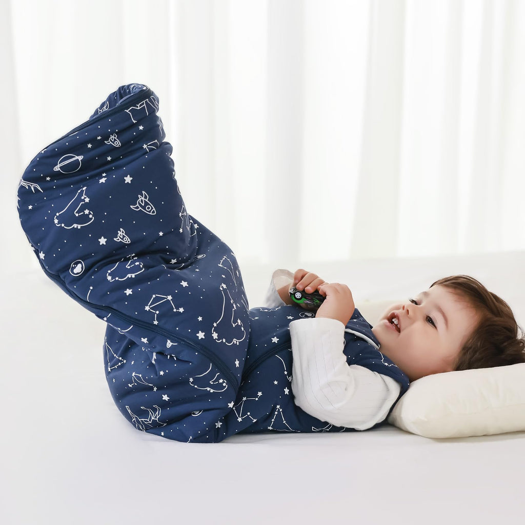 Mosebears Unisex Rayon Made from Bamboo Sleep Sack with 2-Way Zipper,2.5 Tog Baby Winter Sleep Sack(Navy Blue,18-36 Months)