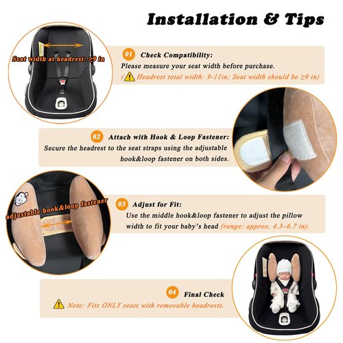 Adjustable Travel Pillow for Infant, Portable Baby Head Neck Support Pillow for Car Seat and Stroller, Banana Travel Headrest Pillow for Infant, Comfortble Toddler Neck Pillows for Pushchair, Brown