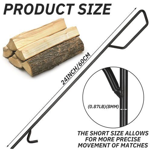 Blulu 24 Inch Heavy Duty Fire Poker High Temperature Steel Firepit Tool with Handguard and Rust Resistant Coated Campfire Poker for Fire Pit Outdoor Indoor Fireplace Camping Winter Accessories Gifts