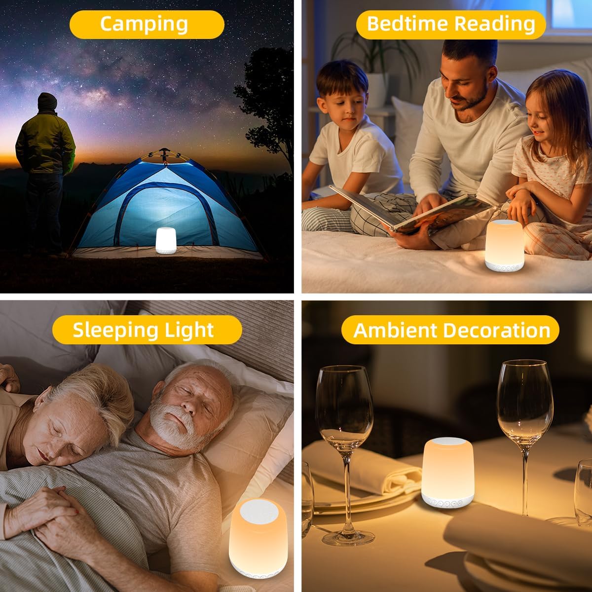 Skiennix LED Touch Night Light - Dimmable with 20 Brightness Levels & 4 Timers | Rechargeable for Bedroom & Nursery