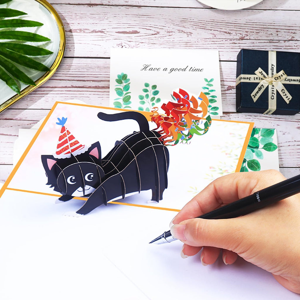 ROBBEAR Funny Cat Pop-Up Birthday Card - 3D Handmade Gift for Cat Lovers | Perfect for Adults & Kids