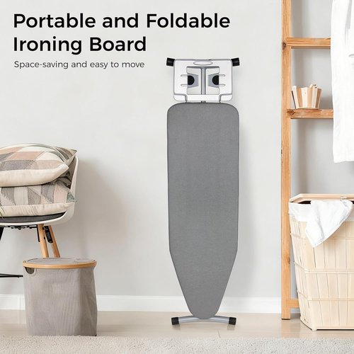 Hvygss Height-Adjustable Ironing Board - Heavy-Duty, Heat-Resistant Design | Grey, 43x13 Inches
