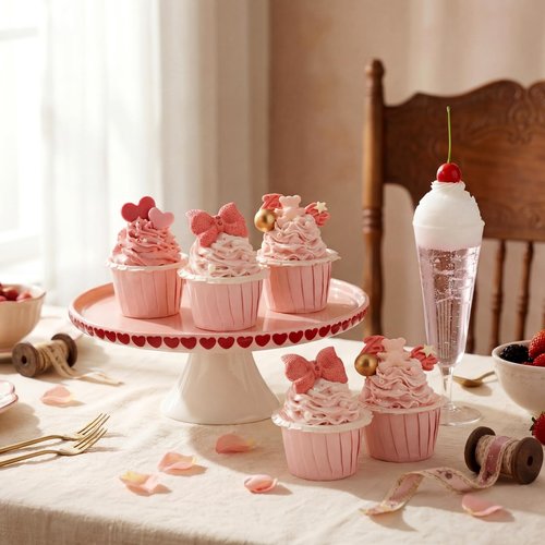 Lallisa 10" Ceramic Heart Cake Stand Pink Round Dessert Plate with Red Heart Edges Wedding Cake Pedestal Stand Display for Valentine's Day Birthday Wedding Party Decorating