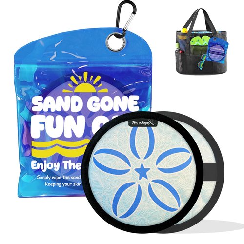 Beach Sand Remover 2026 Summer Cruise Vacation Essentials Accessories for Kids women Must Haves Accessories for Essentials Hawaii Trip Honeymoon European Costa Rica Bahamas (Round Blue Flower)