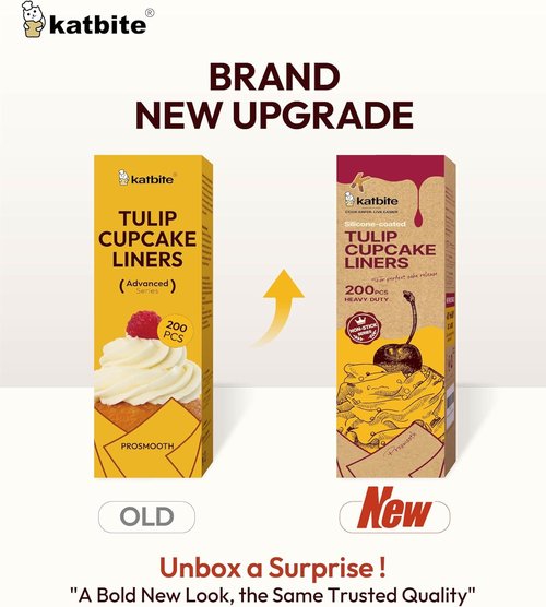 Katbite Tulip Cupcake Liners - 200PCS ProSmooth Brown Muffin Baking Cups for Perfect Treats