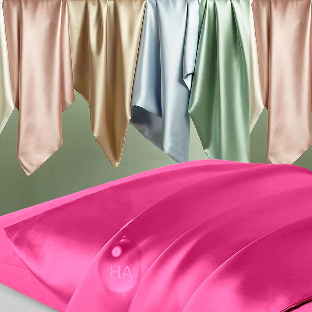 Mulberry Silk Pillowcases by Skiennix - Anti-Acne & Smooth Beauty Sleep | Standard Set of 2, Hot Pink