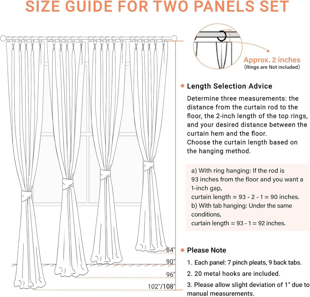 Skiennix 100% Blackout Curtains - Textured Pinch Pleated Drapes, 84" Long, Cream, 2 Panels Set for Bedroom & Living Room