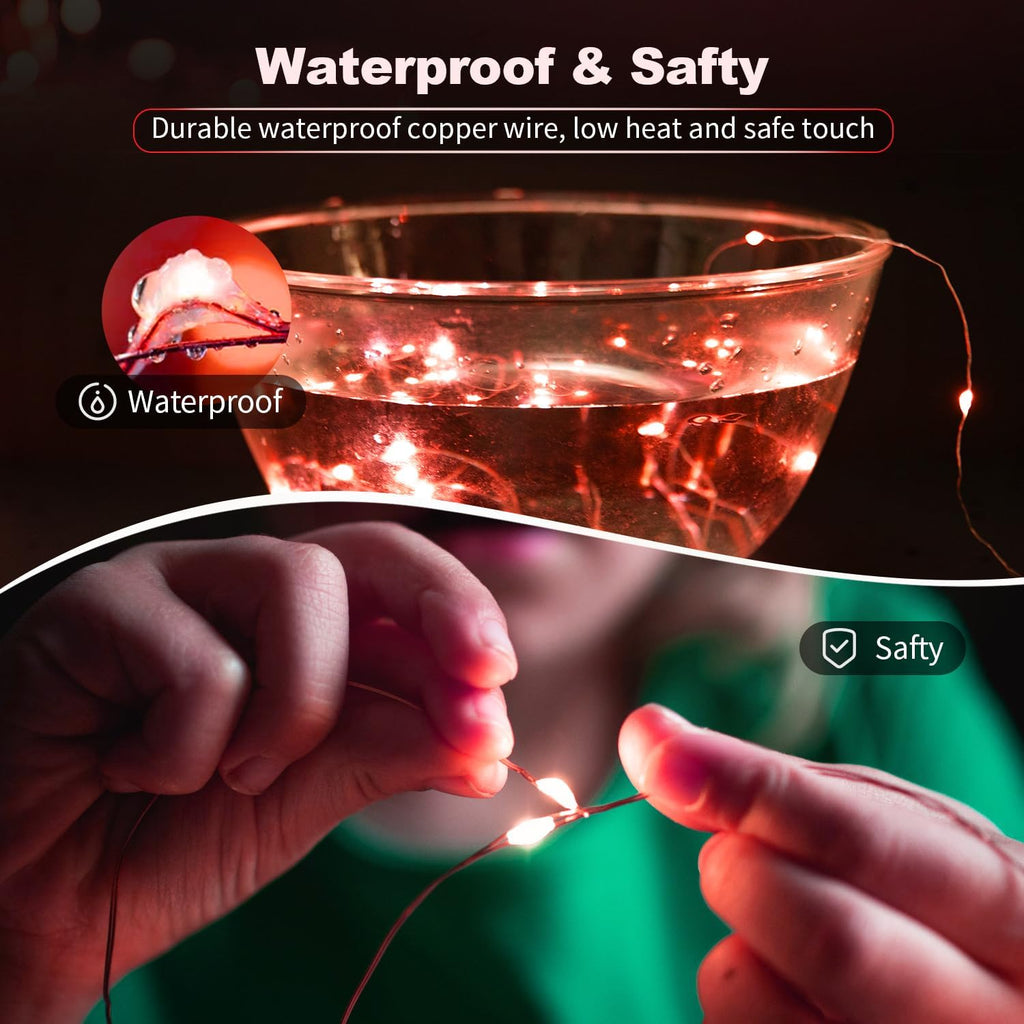 Skiennix 20 Pack LED Fairy Lights - Waterproof Mini Twinkle String Lights for Weddings & Parties - Red, 7FT