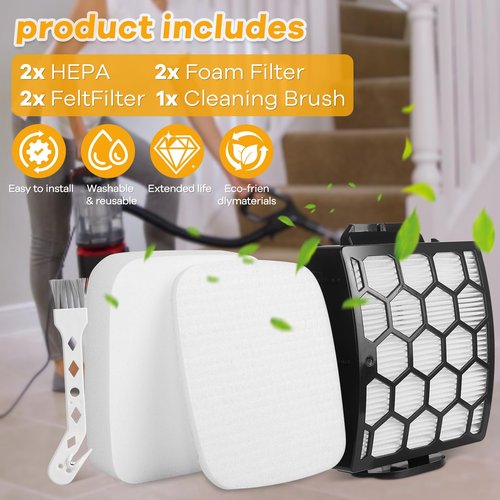 Airoak UV850 UV900 Replacement Filters for Shark Performance Lift Away UV850 UV900 DuoClean Upright Vacuum, 2 HEPA Filters and 2 Foam & 2 Felt Filters, Replace Part #XHF320 & XFFK602UKT