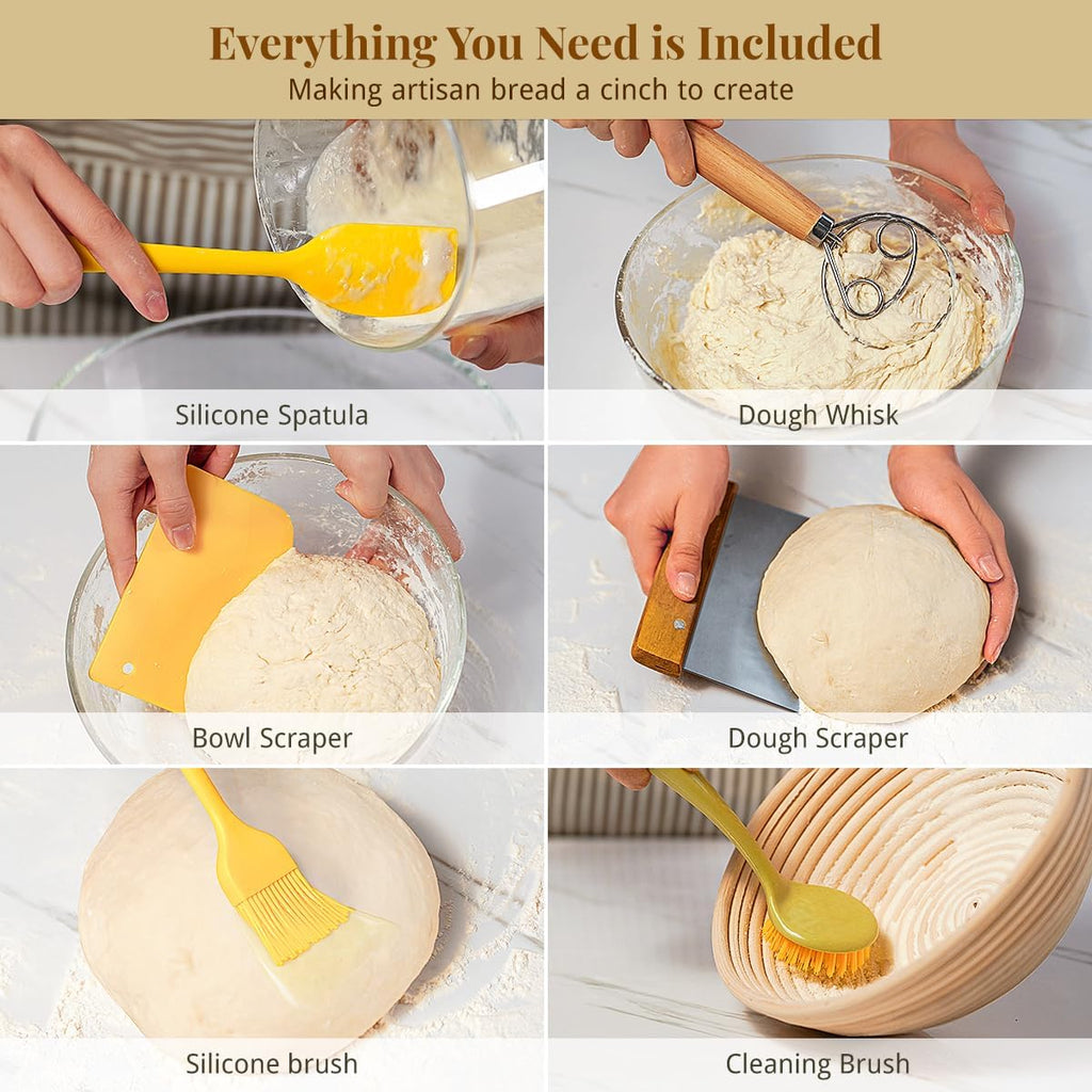 Skiennix Sourdough Starter Kit - Complete Bread Baking Set with Proofing Baskets & Tools