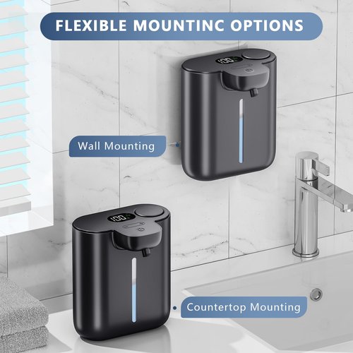 Ipefan Automatic Soap Dispenser,9 Levels Dish Soap Dispenser for Kitchen Sink,Touchless Liquid Hand Soap Dispenser for Bathroom,16.9oz/500ml,1200mah Rechargeable,Wall Mount & Countertop