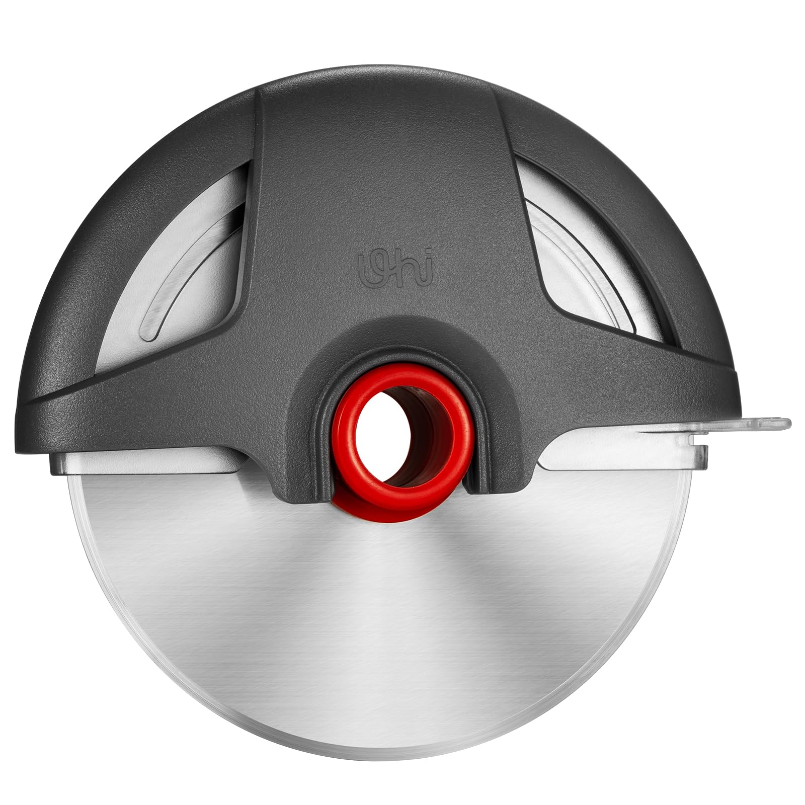 UHIYEE Palm-Grip Pizza Cutter Wheel with Protective Blade Guard, 4.3" Detachable Stainless Steel Pizza Slicer for Deep Dish Crusts, Easy Cleaning, Gray