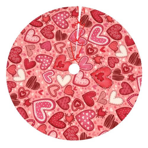 Valentines Day Heart Tree Skirt Xmas Tree Mat Christmas Tree Ornaments Decorations Holiday Party Indoor Outdoor 30"