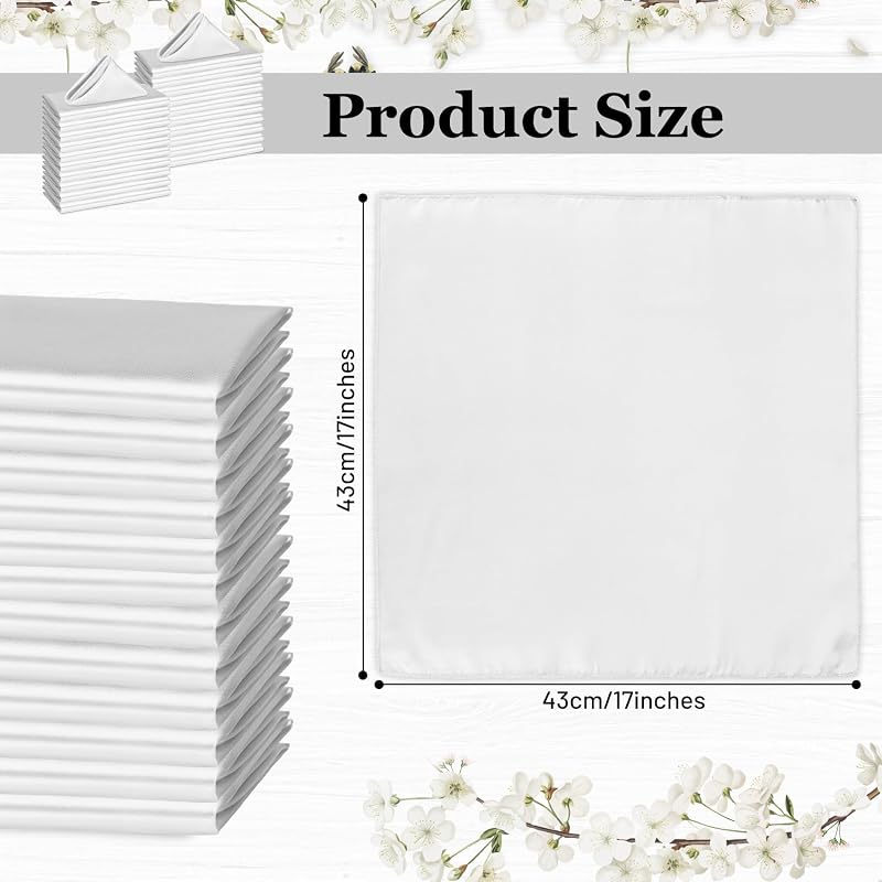 Silver Satin Napkins 17x17in 80 Pack - Elegant Wedding Table Linen, Foldable Cloth Napkins