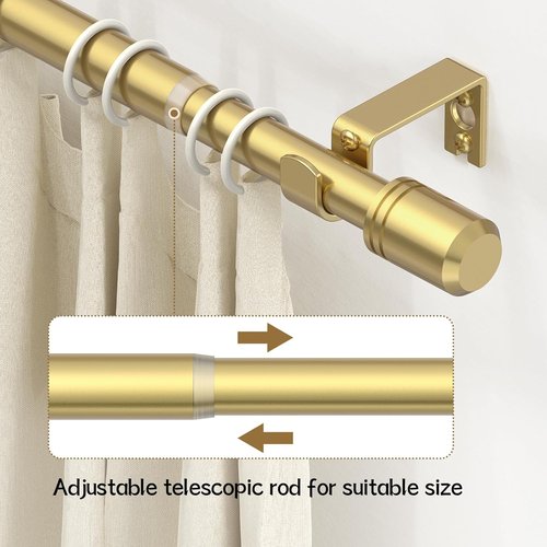 GXOACKJ Gold Curtain Rods - Adjustable 28-48 Inches | 5/8 Inch Set with Brackets for Bedroom & Living Room