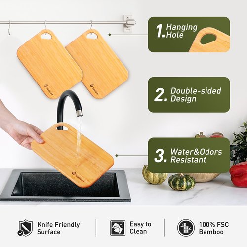 2 Packs Small Bamboo Wood Cutting Board for Kitchen 8.6" x 6" Mini Wooden Charcuterie Boards Lightweight Chopping Board Non Toxic Serving Board Tiny Chef Set Camping Fruit Lemon Sandwich Cheese Board