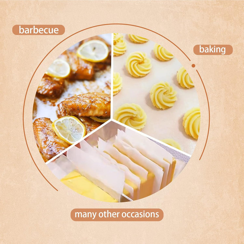 QYH Parchment Paper Baking Sheets - 300 Non-Stick Pre-Cut 8x12 Inch White Sheets for Baking & Grilling