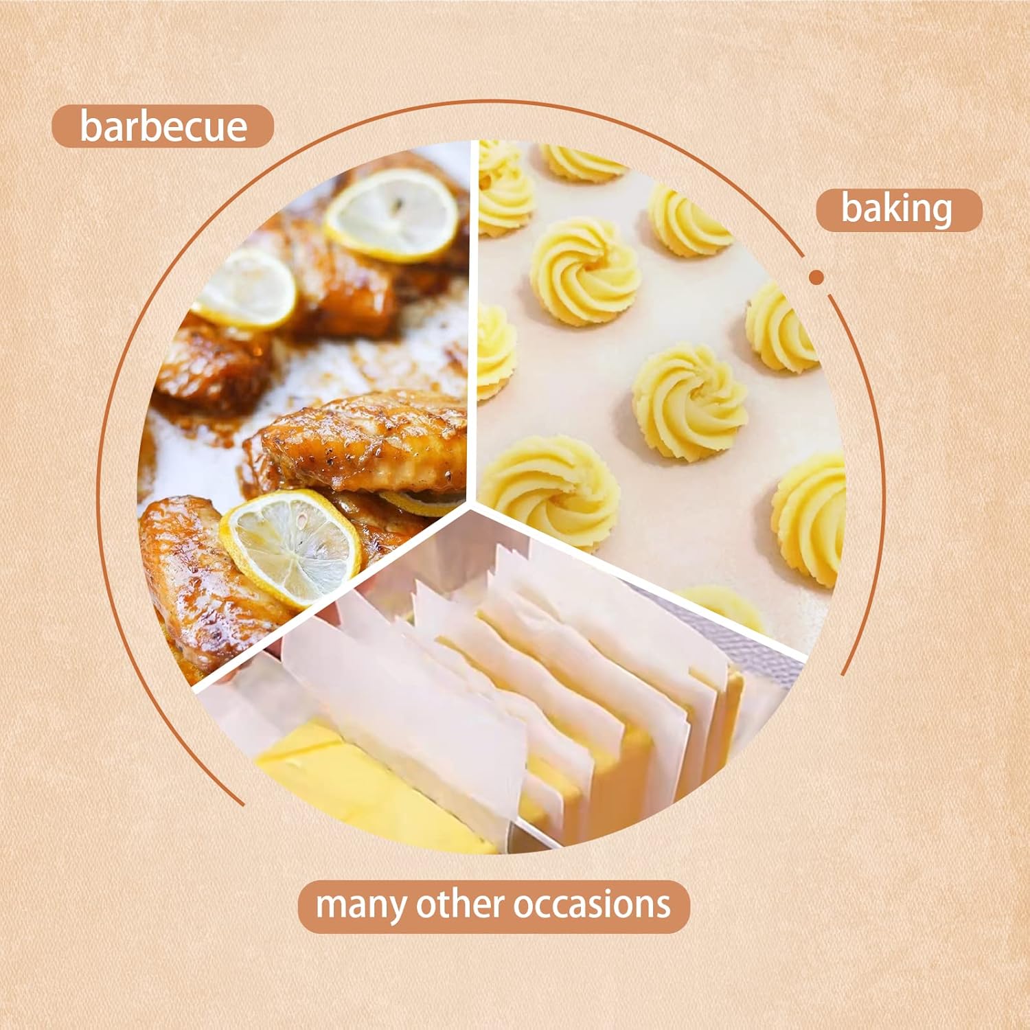 QYH Parchment Paper Baking Sheets - 300 Non-Stick Pre-Cut 8x12 Inch White Sheets for Baking & Grilling