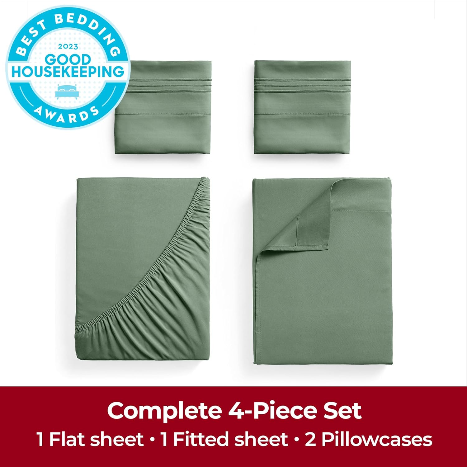 Mellanni Extra Deep Full Sheets - Hotel Luxury Ultra Soft Cooling Bedding | 4 PC Set in Sage