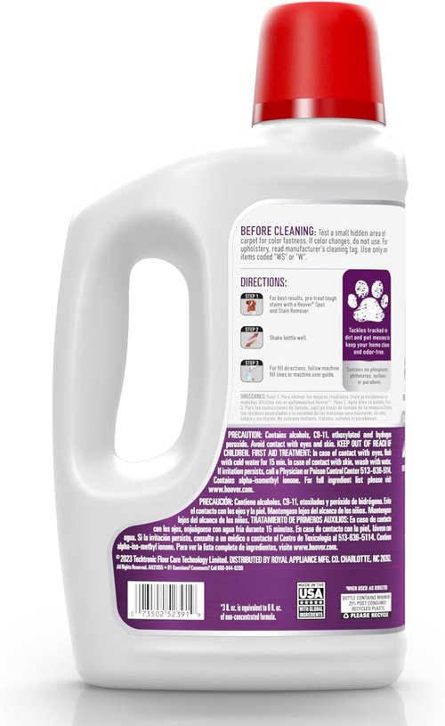Hoover Oxy Pet Carpet Cleaner Solution - Deep Cleaning Shampoo, 50 oz., Ocean Breeze Scent, Eliminates Urine Stains