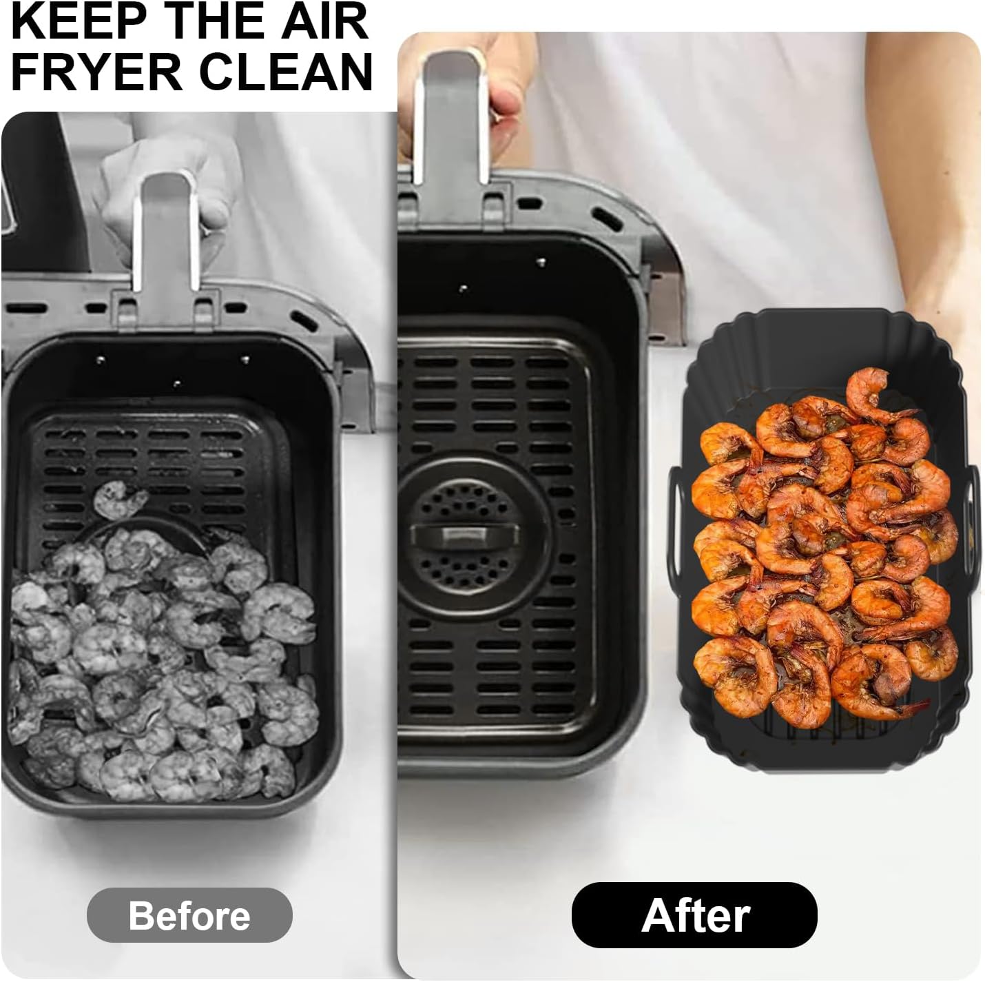 Silicone Air Fryer Liners - Reusable 2 Pack for Ninja Foodi & COSORI 9QT | Fits 8-10QT Dual Baskets