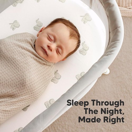 Elly 2-Pack Organic Bassinet Sheets | 100% Cotton Fitted Sheets for Halo, Graco & Chicco