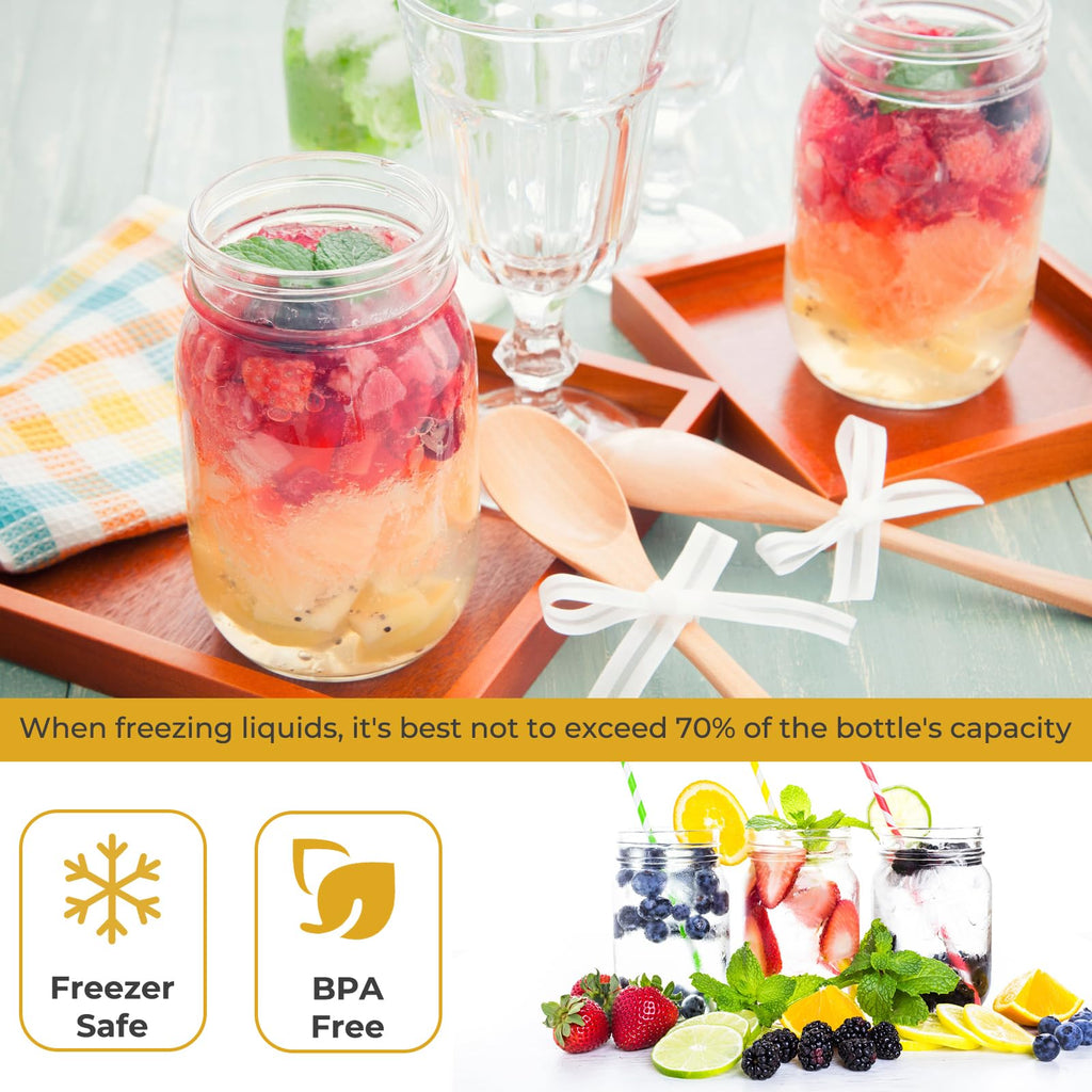 CycleMore 16 oz Mason Jars With Airtight Lids and Brands 15 Pack Glass Canning Jars with Regular Mouth, Pint Clear Glass Jar For DIY Projects, Food Storage and Fermenting with Brush & 24 Labels