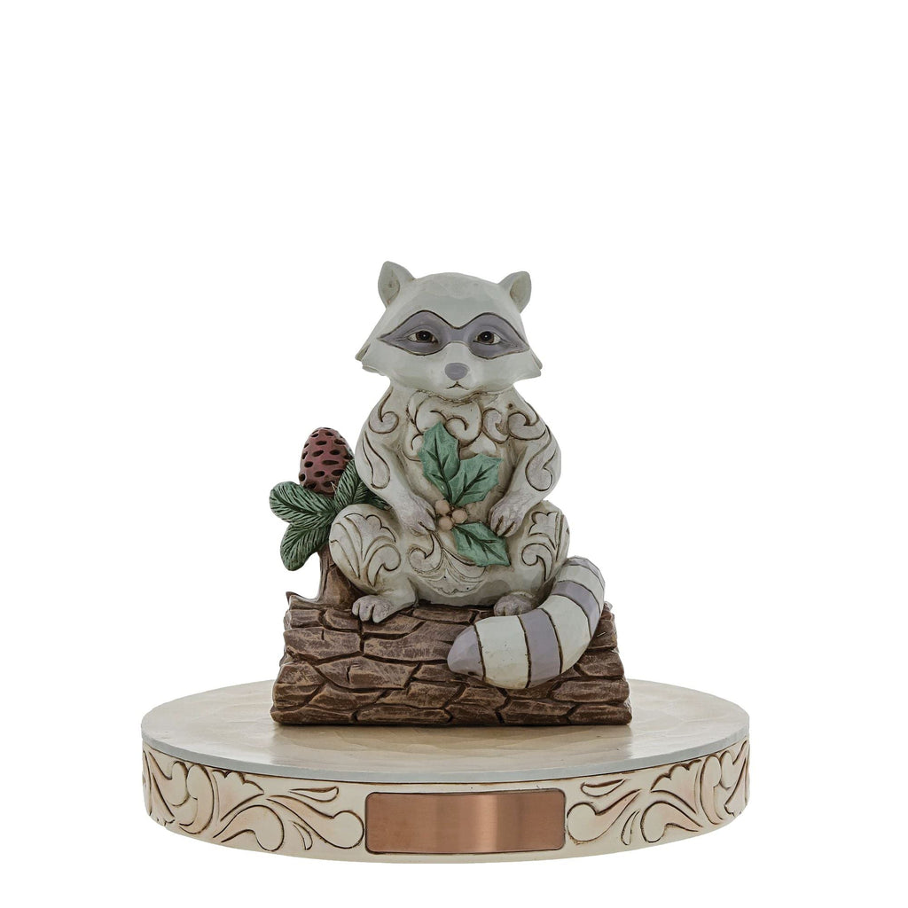 Enesco Jim Shore Heartwood Creek White Woodland Raccoon and Pinecone Figurine, 4 Inch, Multicolor