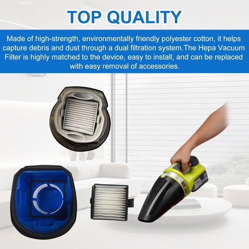 A32VC04 Filter Compatible with Ryobi Hand Vacuum Filter P712 P713 P714K Replace 019484001007 533907001 Vacuum & Dust Collector Filters,Air Filter Support Assembly 4 Pack and 1 Brush