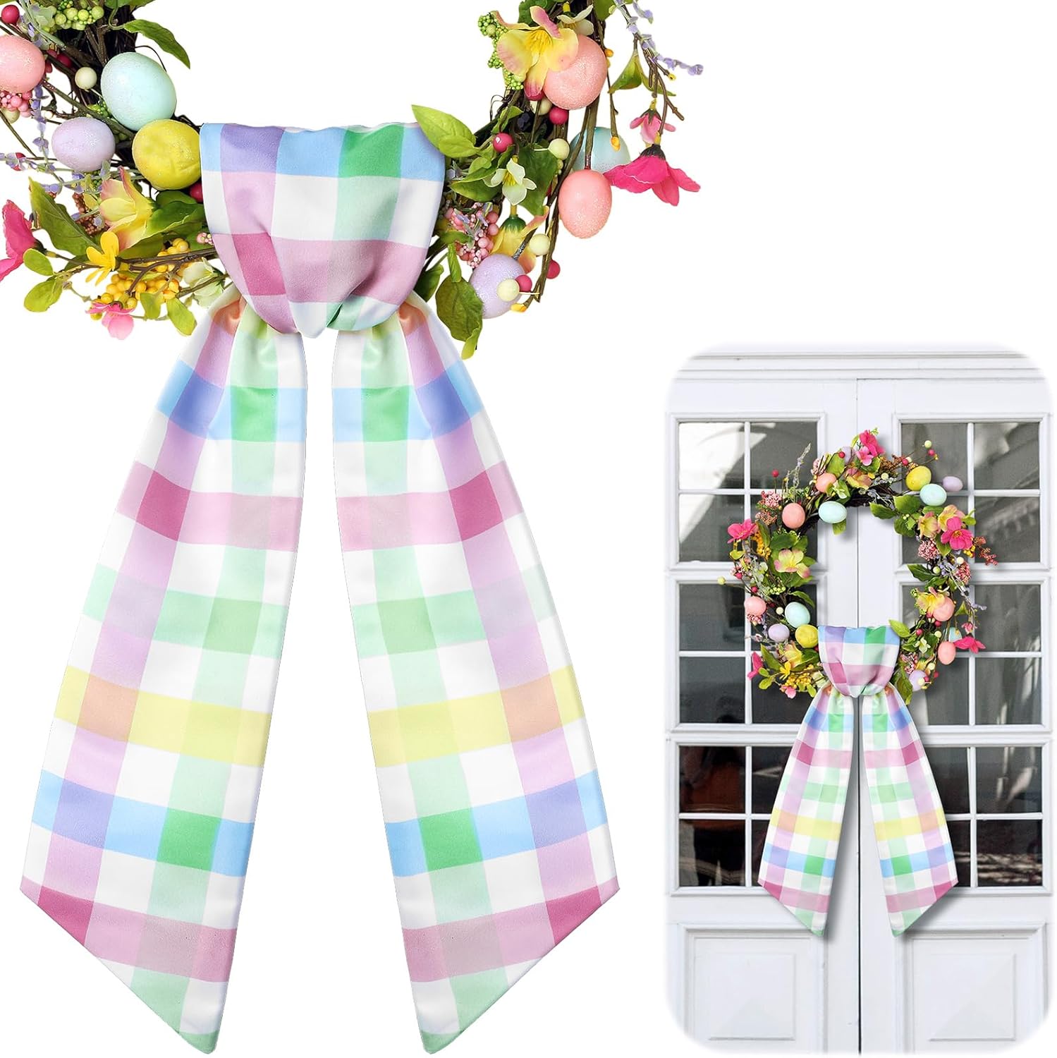 Pastel Wreath Sash by [Brand Name] - Satin Blank Sashes for Embroidery | Indoor/Outdoor Home Decor