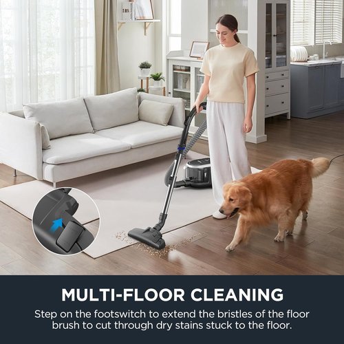 Eureka Bagless Canister Vacuum Cleaner - Lightweight Design for Carpets & Hard Floors | Silver & Black