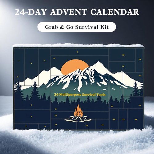 Advent Calendar 2025 Survival Kit for Men - 24-Day Christmas Countdown with Essential Camping Gear