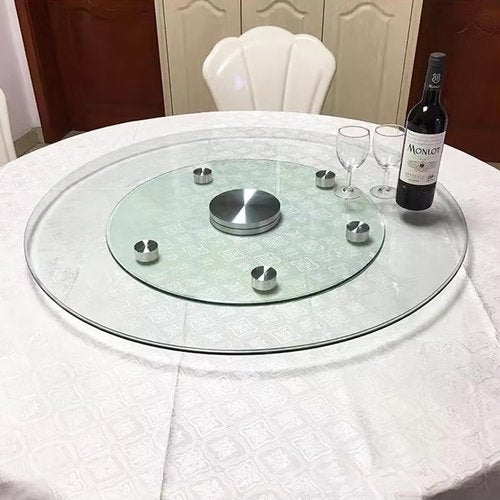 Glass Lazy Susan,30.99" Glass Lazy Susan for Dining Table Turntable Centerpiece with Swivel Assist System & Smooth Spin Round Tabletop Rotating Tray (30.99 in)