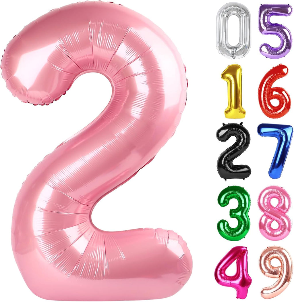 Pearlescent Pink Number 2 Balloon - 40 Inch 2nd Birthday Decoration for Toddlers & Kids