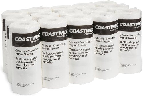 Choose-Your-Size Paper Towels - 2-Ply, White, 128 Sheets Per Roll, 15 Rolls Per Carton
