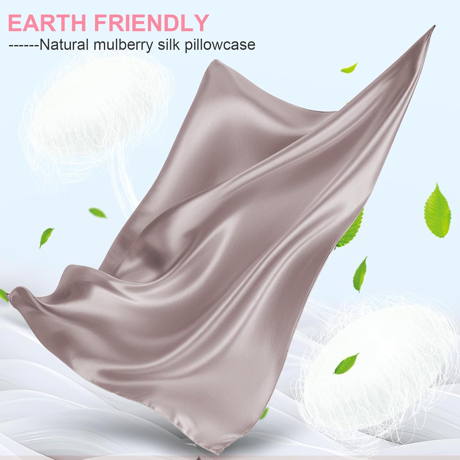 Mulberry Silk Pillowcases by Skiennix - King Size, Hidden Zipper, Soft & Breathable for Hair & Skin, Taupe
