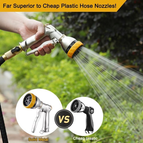FANHAO Heavy Duty Metal Garden Hose Nozzle - 7 Spray Patterns for Efficient Watering & Washing
