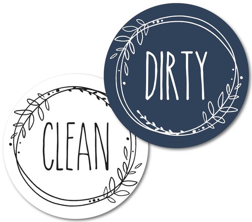Dishwasher Magnet Clean Dirty Sign, Double-Sided Clean/Dirty for Stainless Steel Dishwashers, White & Blue Magnetic Home and Kitchen Gadgets
