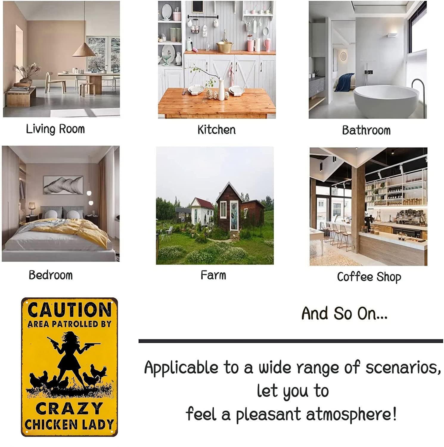 Smilelife Funny Chicken Gifts Caution Area Patrolled By A Crazy Chicken Lady Tin Sign for Home Farm Chicken Coop Farmhouse Kicthen Garden Decor 8 X 12 Inch (3620)